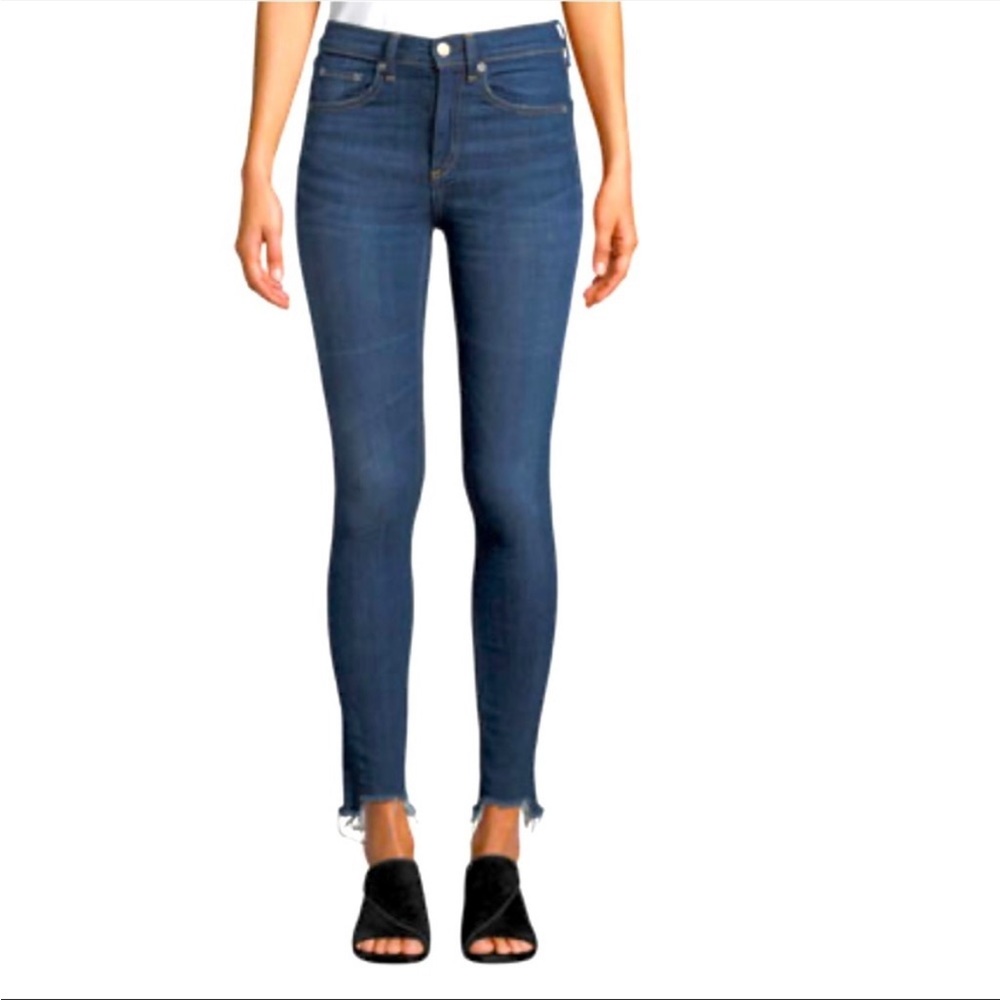 RAG & BONE High Rise Skinny Jean with Stylish Chew Hem size 27